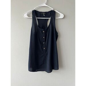 Aqua XS Women Blue Sleeveless Button Stud Spring Lightweight Summer Tank Top